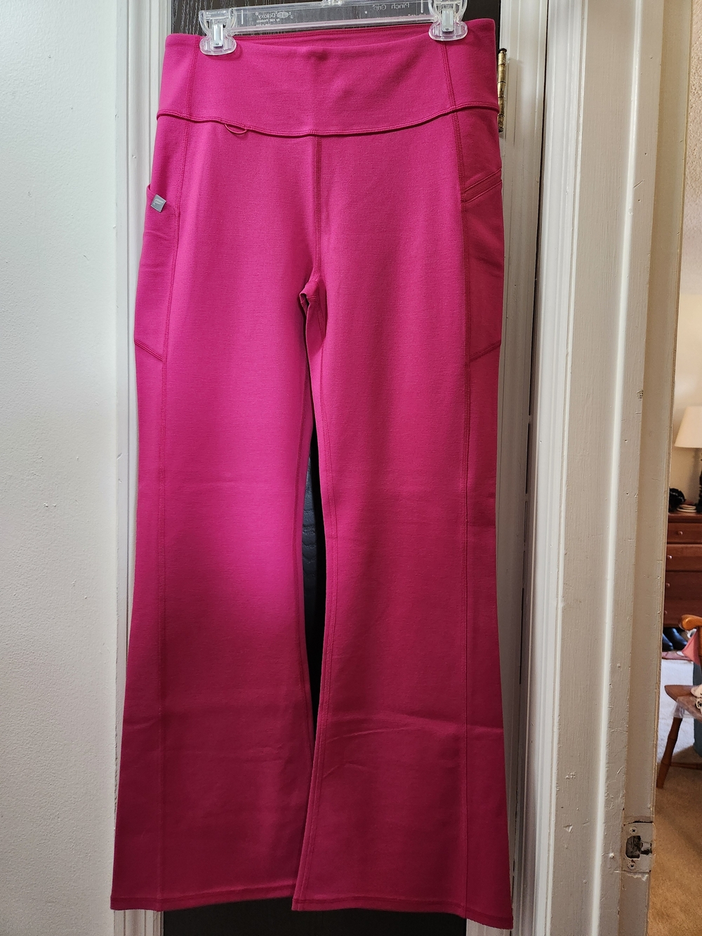Fabletics Yoga Style Flare Leg Scrub Pants In Hibiscus